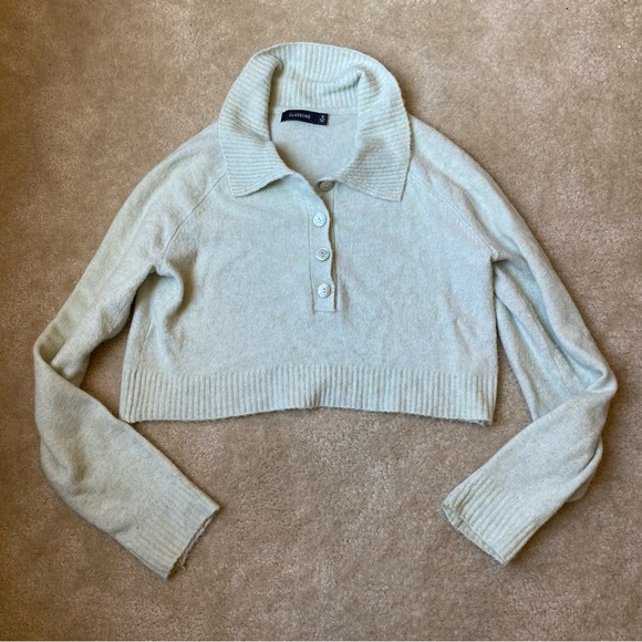 Glassons Mint Green Cropped Long Sleeve Wool Blend Sweater in Size Small - Picture 1 of 6
